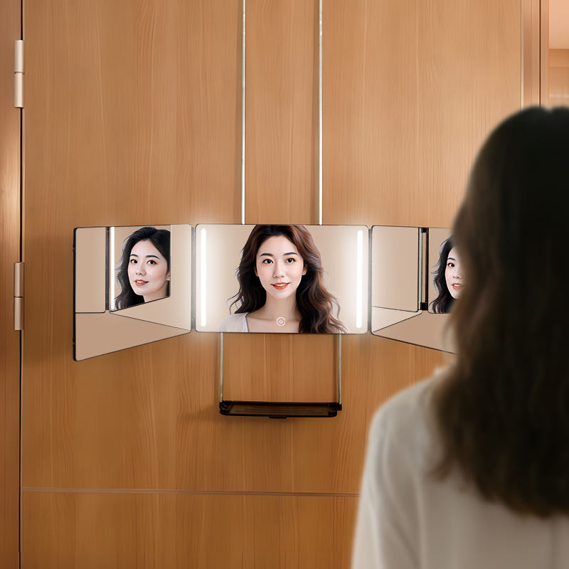 Mroace 3-Way 360° Rechargeable LED Haircut Mirror