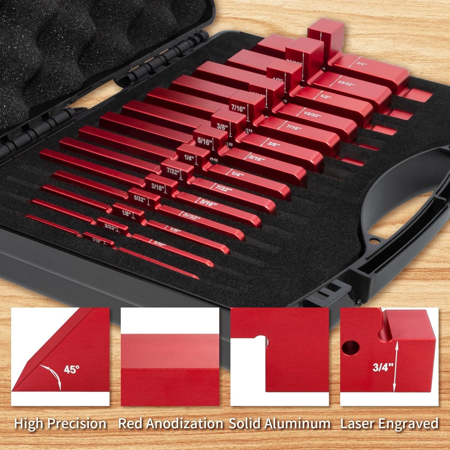 Mroace 14-Piece Precision Aluminum Setup Blocks for Woodworking
