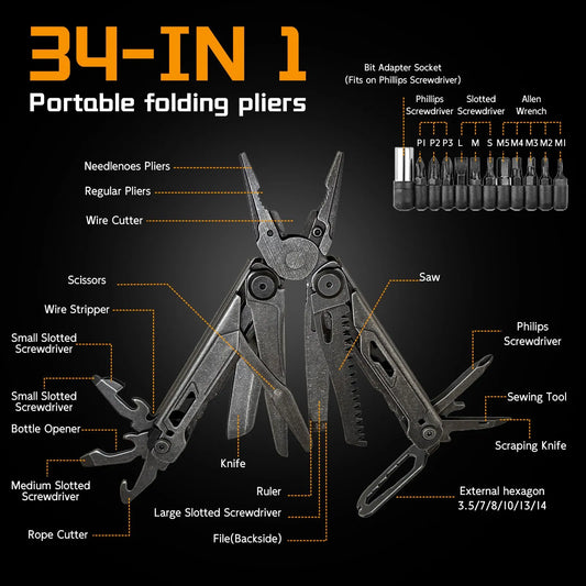 Mroace 34-in-1 Stainless Steel Multitool Pliers