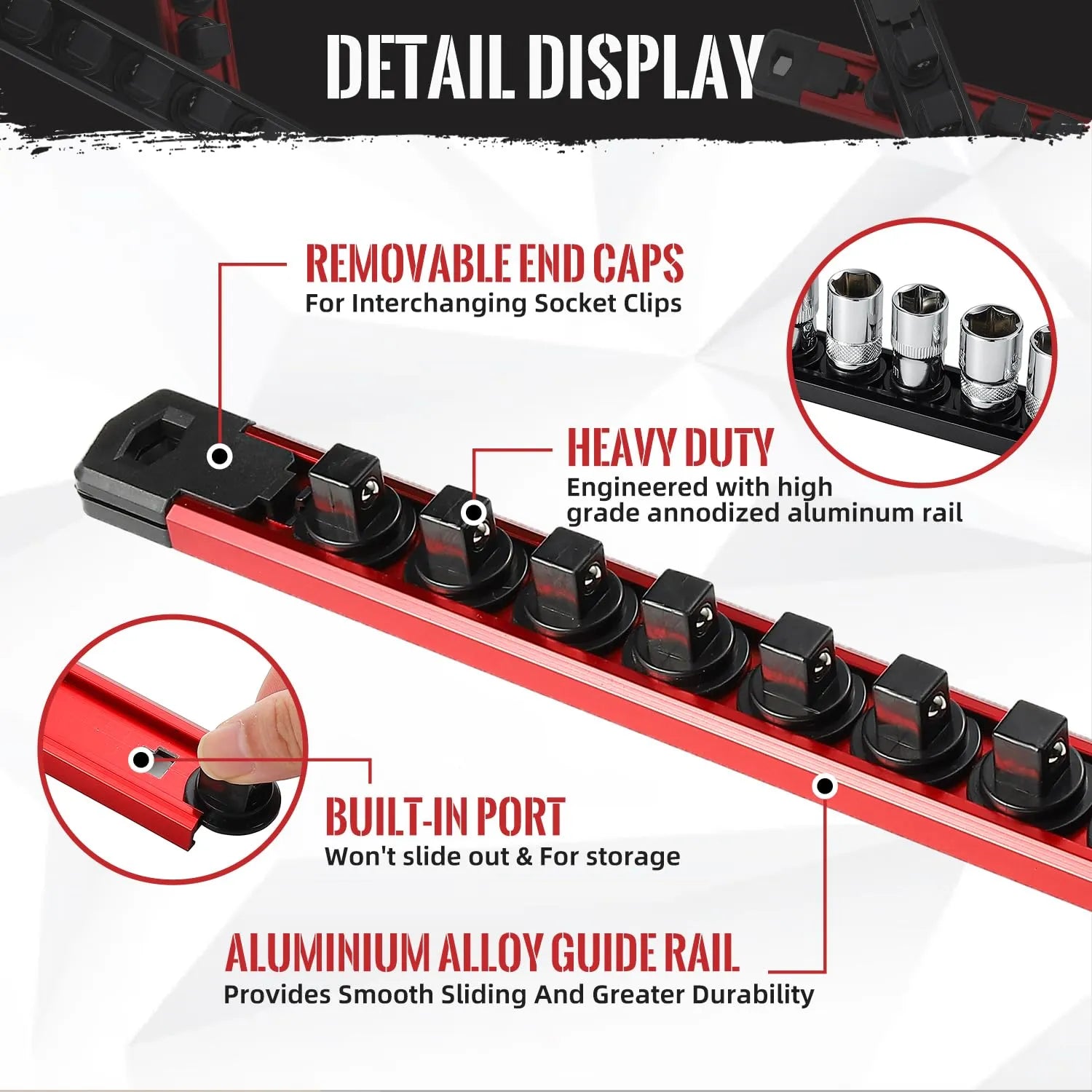 Mroace Magnetic Aluminum Alloy Socket Organizer Rail