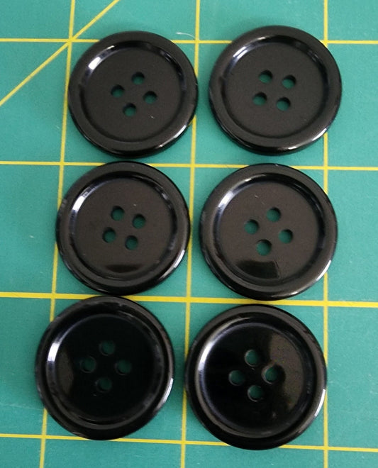 1" BLACK ROUND BUTTONS
