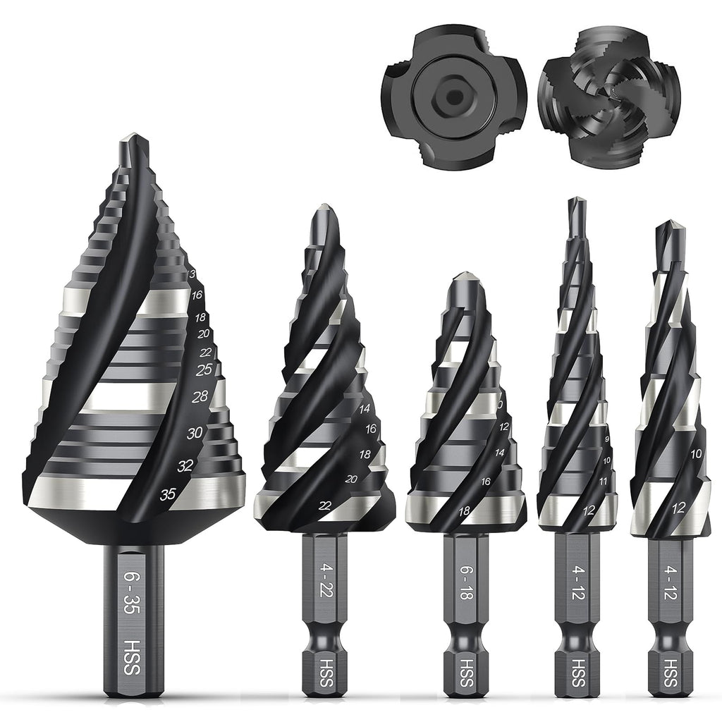 Mroace Spiral Flute HSS Step Drill Bit Set