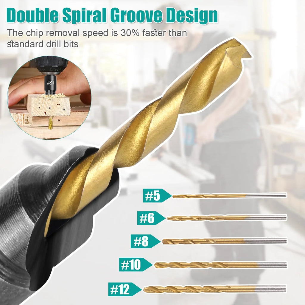 Mroace Adjustable Wood Countersink Drill Bit Set