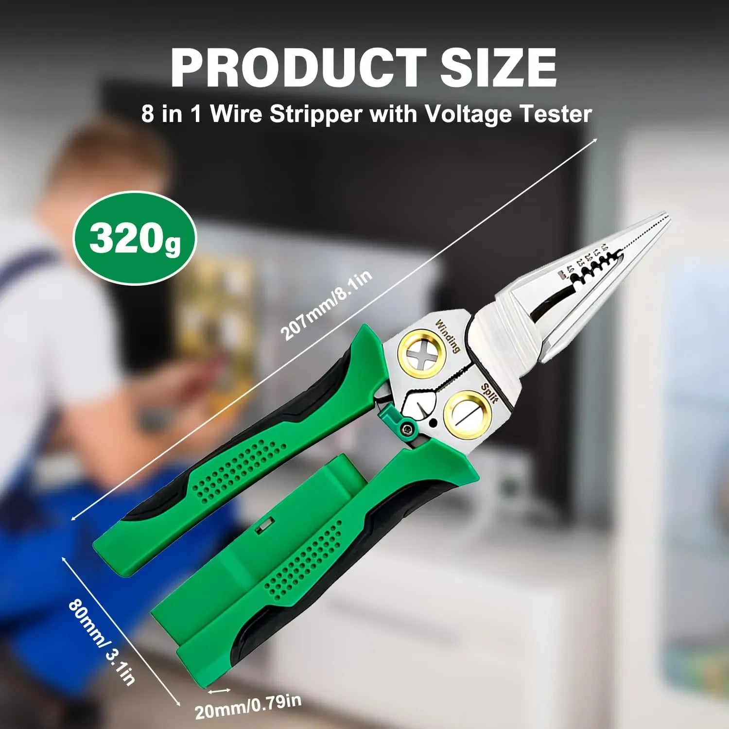 Mroace 8-in-1 Wire Stripper with Voltage Tester