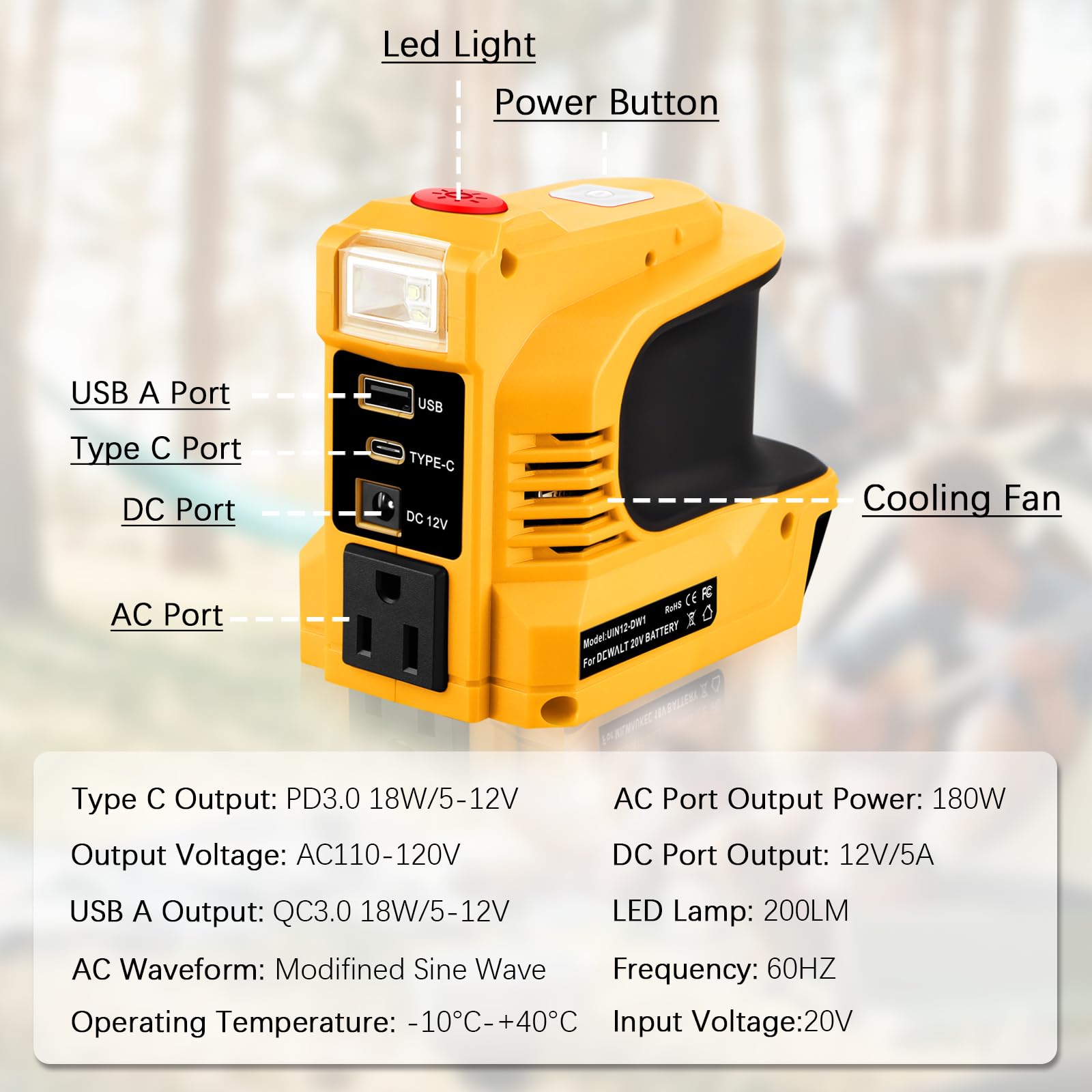 Mroace Portable Power Inverter Adapter