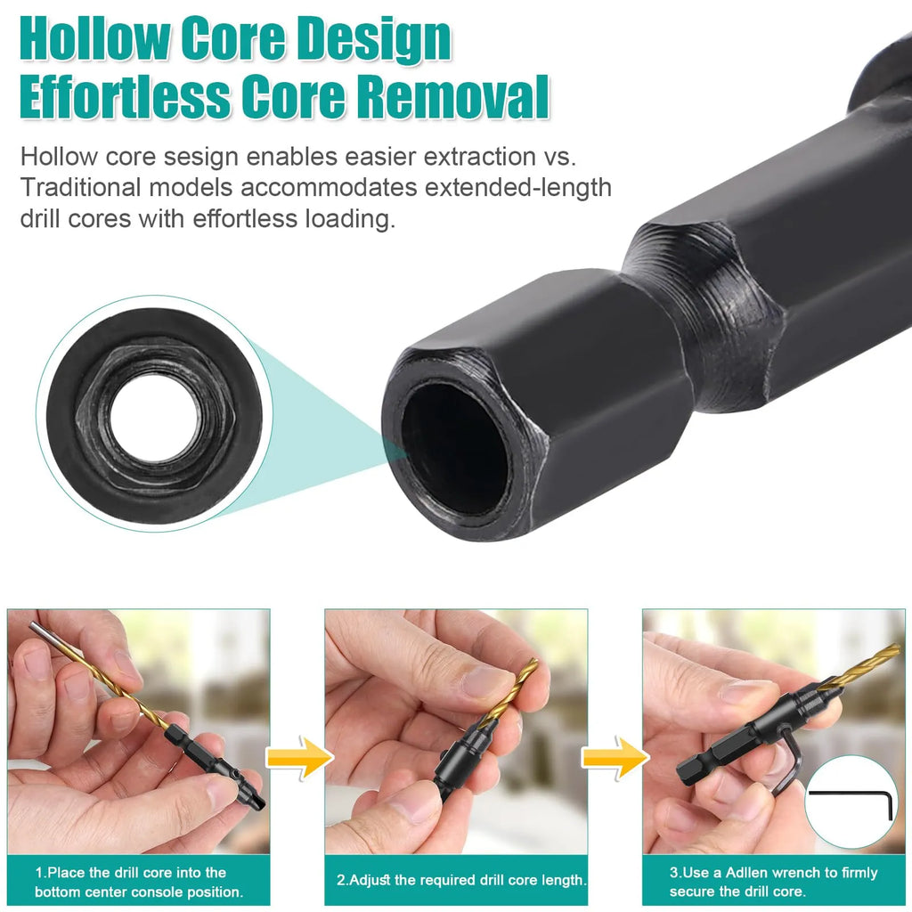 Mroace Adjustable Wood Countersink Drill Bit Set