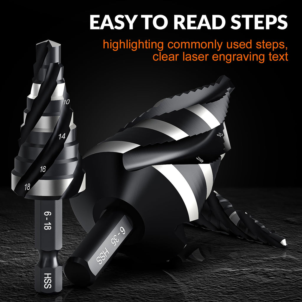 Mroace Spiral Flute HSS Step Drill Bit Set