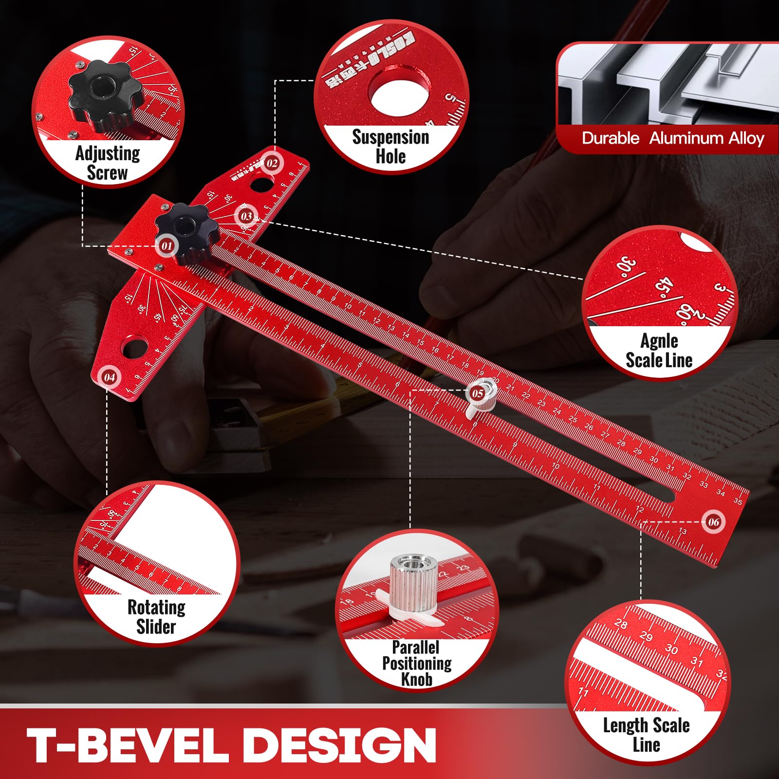 Mroace Adjustable Woodworking Marking Ruler