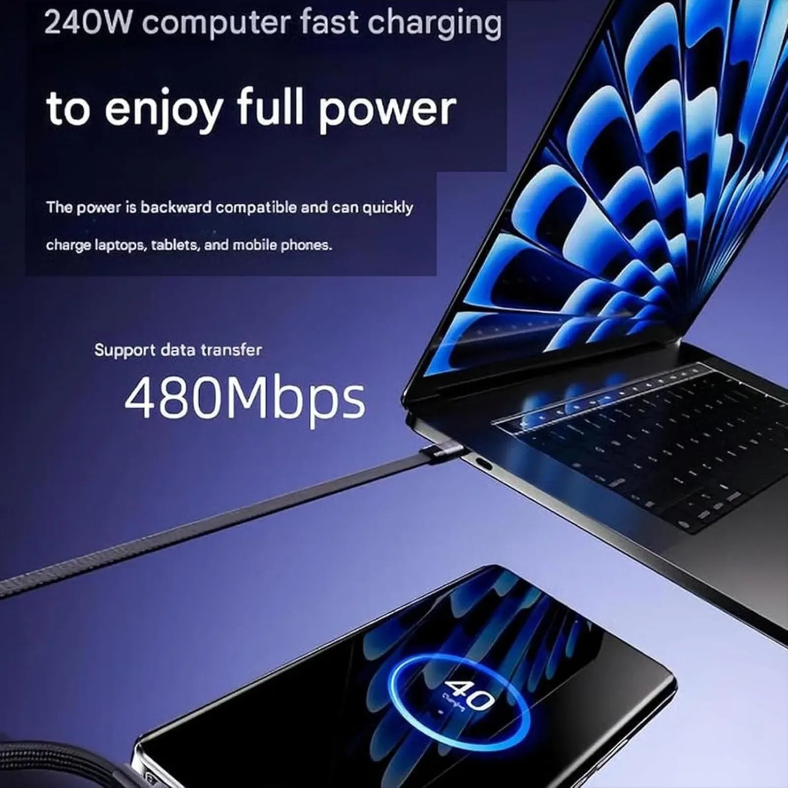 Mroace 240W Fast-Charging 2-in-1 Stand Hidden Cable