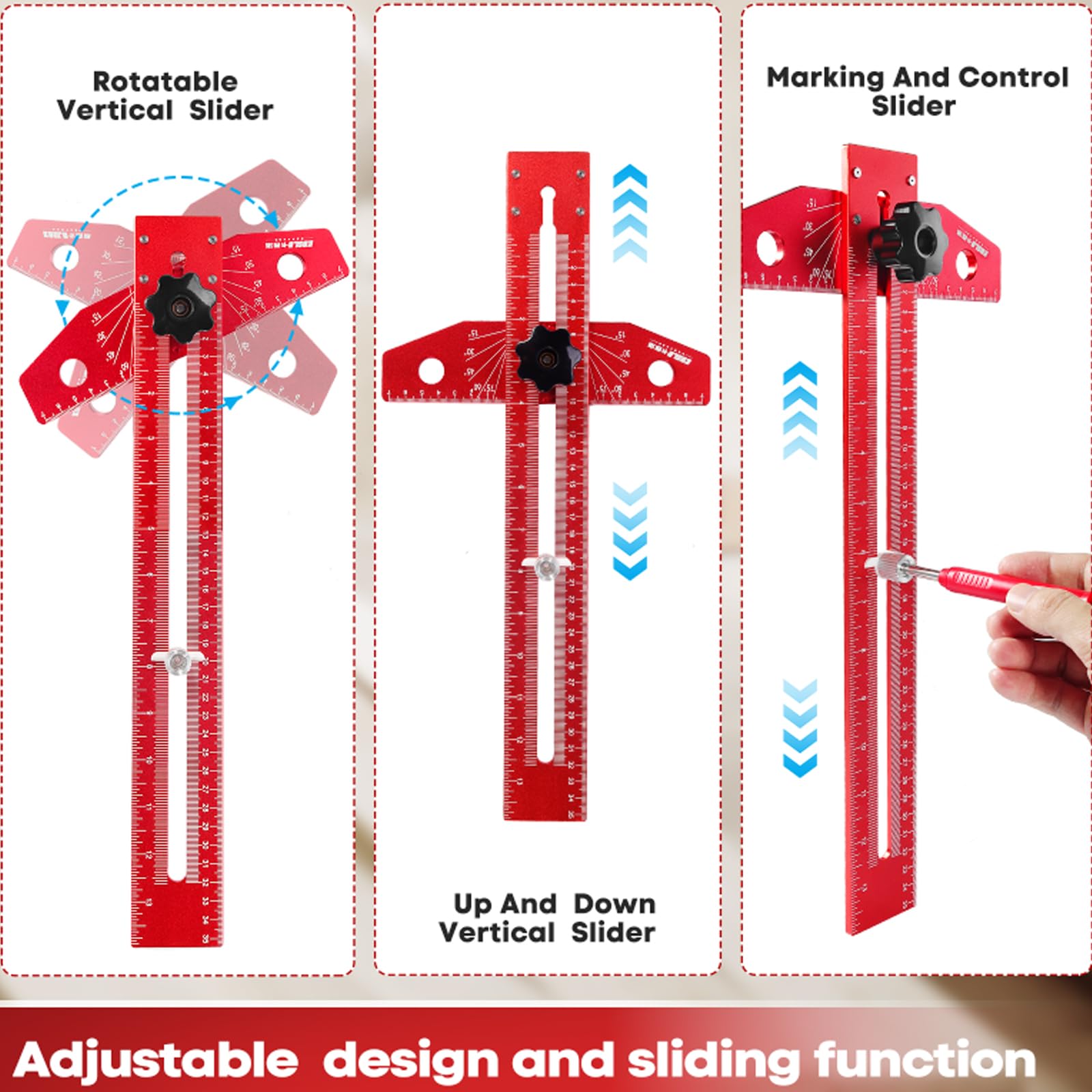 Mroace Adjustable Woodworking Marking Ruler